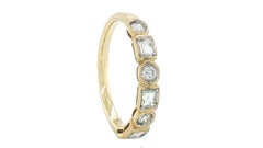 Heera Moti 14K Yellow Gold Alternating Emerald-Cut & Round Diamond Band Ring