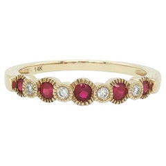 14K Yellow Gold Ruby & Diamond Anniversary Band Ring