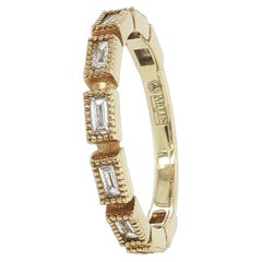 Vintage Inspired Stackable Ring - Baguette Diamond with Milgrain Bezels