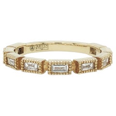 Vintage Inspired Stackable Ring - Baguette Diamond with Milgrain Bezels