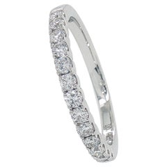 18K White Gold Diamond Wedding Band, 0.44 Carat Round Brilliant Diamonds