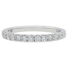18K White Gold Diamond Wedding Band, 0.44 Carat Round Brilliant Diamonds