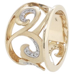 Fashion Ring - Diamond Openwork Wave in 14K Yellow Gold
