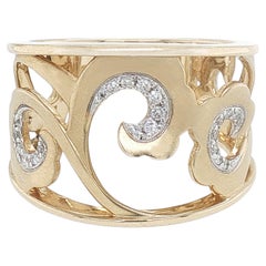 Fashion Ring - Diamond Openwork Wave in 14K Yellow Gold