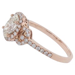18K Rose Gold Oval Diamond Fashion Ring, 1.14 Carats Total