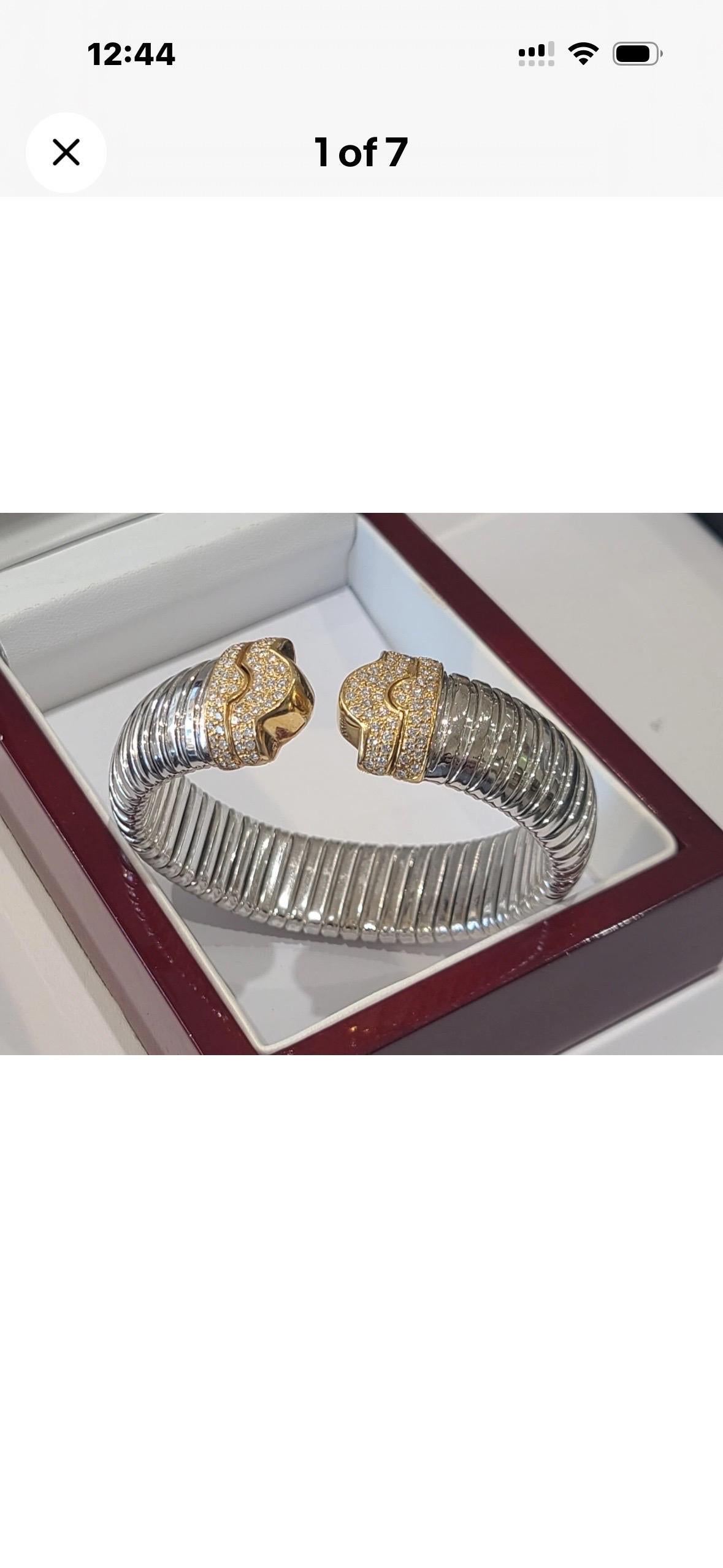Bracciale flessibile con diamante a due toni in oro bianco e giallo 18k