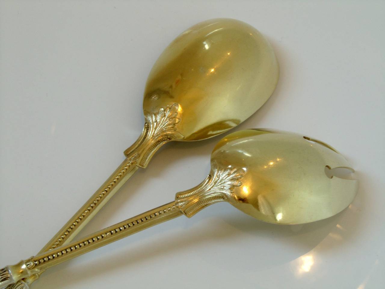 Linzeler Top French All Sterling Silver Vermeil Salad Serving Set 2 pc 1