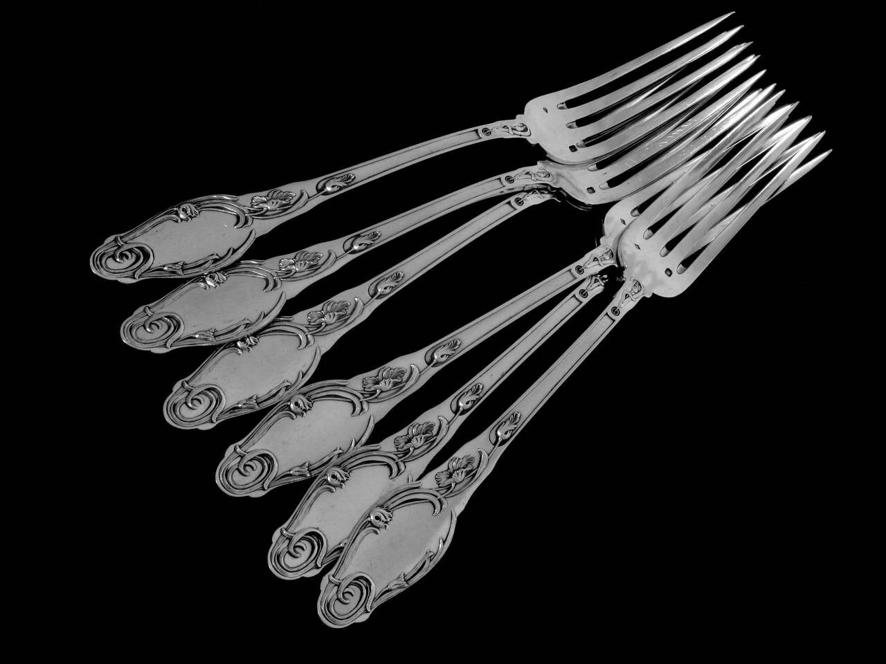 Lapparra Fabulous French Poppies Sterling Silver Dinner Flatware Set 18 pc For Sale 2