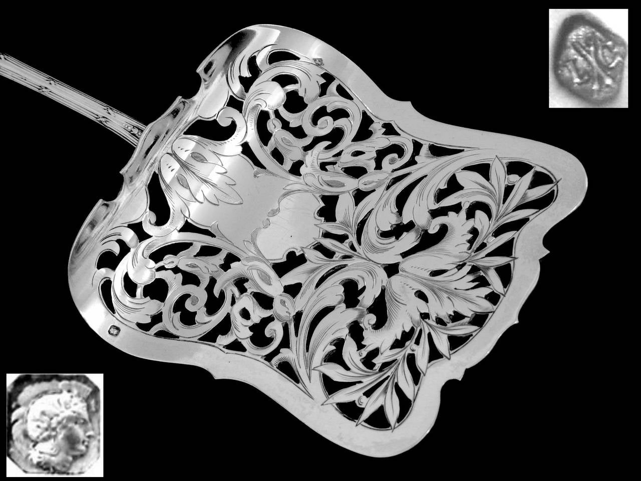 Coignet French All Sterling Silver Asparagus Pastry Server Louis XVI Pattern