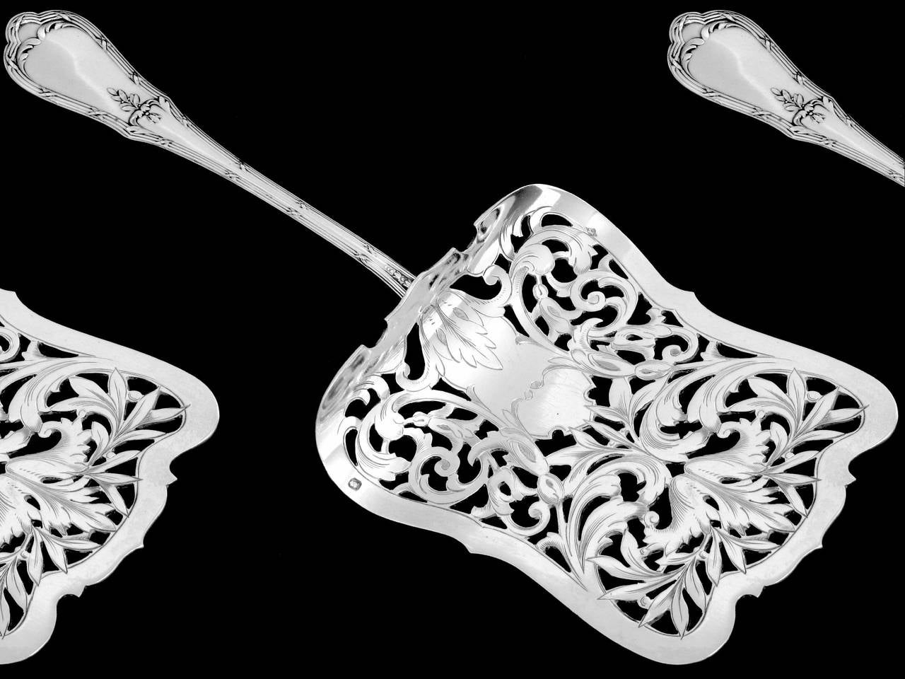 Women's or Men's Coignet French All Sterling Silver Asparagus Pastry Server Louis XVI Pattern For Sale