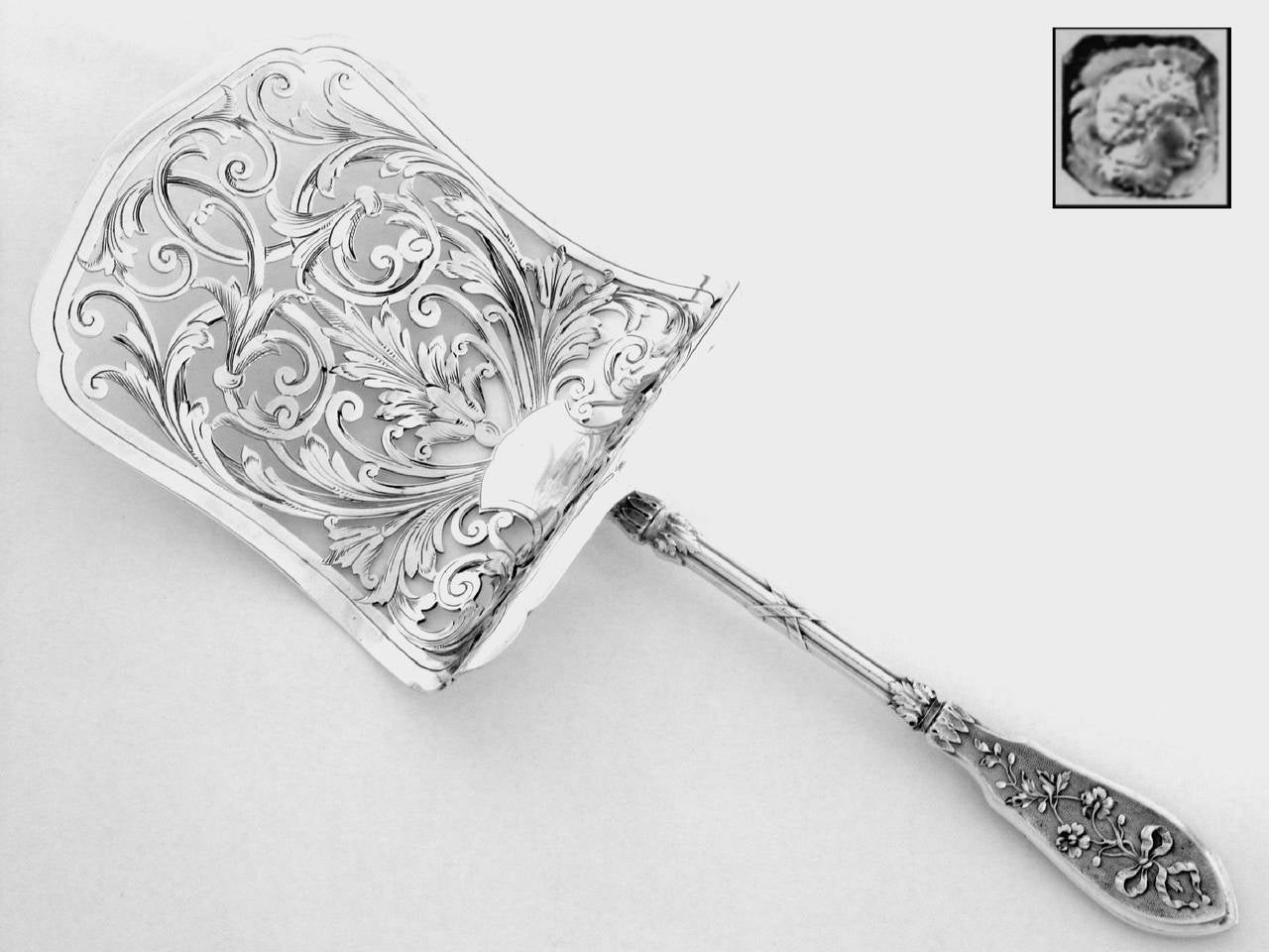 Neoclassical Henin French All Sterling Silver Asparagus/Pastry Server Musical Instruments For Sale
