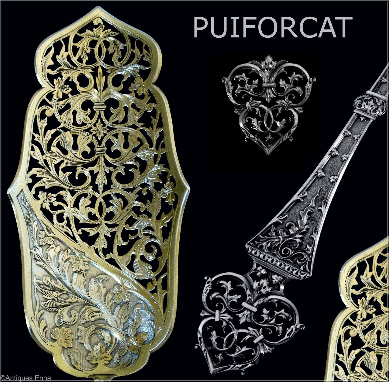 PUIFORCAT Masterpiece French All Sterling Silver Pie/Pastry Server Trilobé

Head of Minerve 1 st titre for 950/1000 French Sterling Silver Vermeil guarantee

A piece of truly exceptional quality, for the richness of its decoration, its form and