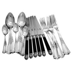 PUIFORCAT Fabulous French Sterling Silver Dinner Flatware Set 24 pc Rococo