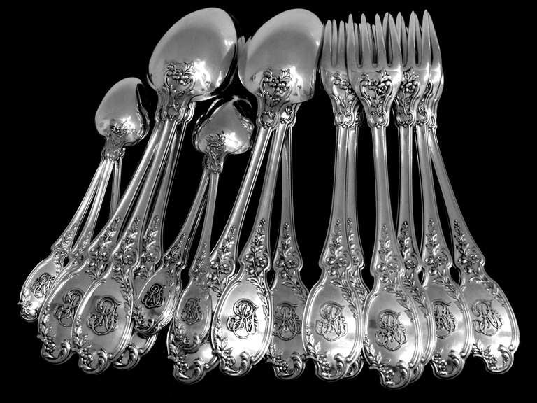 LINZELER French Sterling Silver Dinner Flatware Set 24 pc New Stainless Blades 1