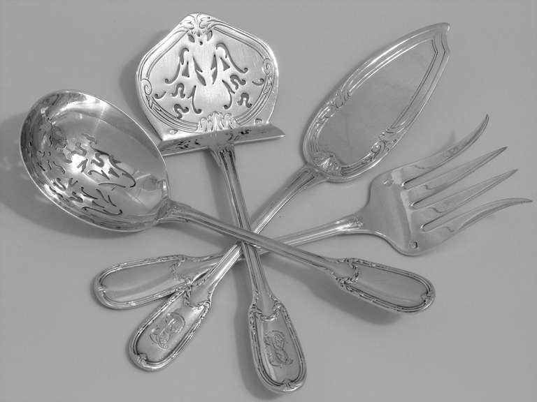 PUIFORCAT French Sterling Silver Hors D'oeuvre Set 4 pc Neo Classical 4