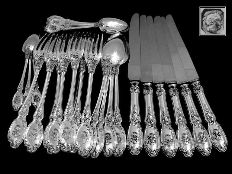 LINZELER French Sterling Silver Dinner Flatware Set 24 pc New Stainless Blades 2