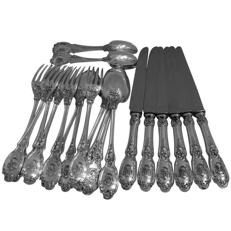 LINZELER French Sterling Silver Dinner Flatware Set 24 pc New Stainless Blades