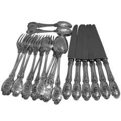 LINZELER French Sterling Silver Dinner Flatware Set 24 pc New Stainless Blades