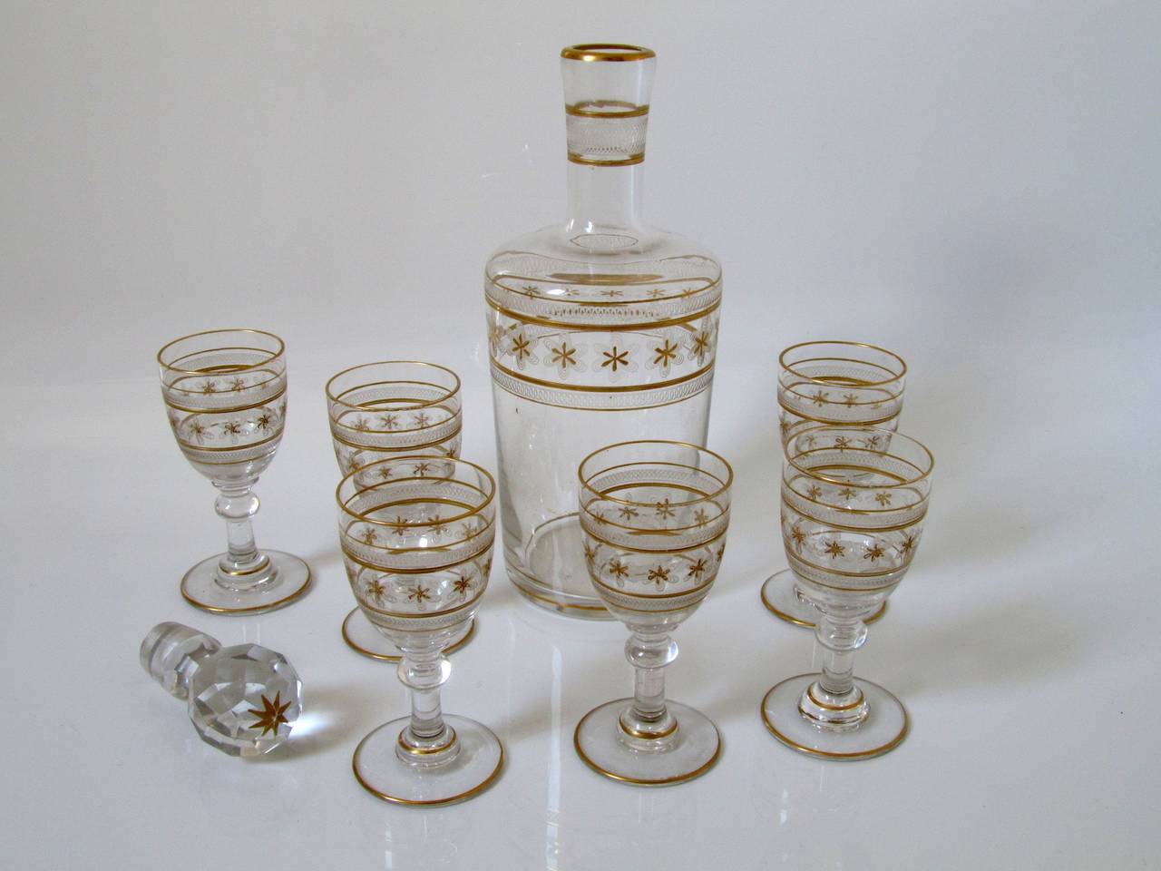 St. Louis Antique French Crystal Gilded Liquor or Aperitif Serving Set For Sale 1