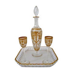 St. Louis Antique French Enamel Gold Crystal Liquor or Aperitif Service