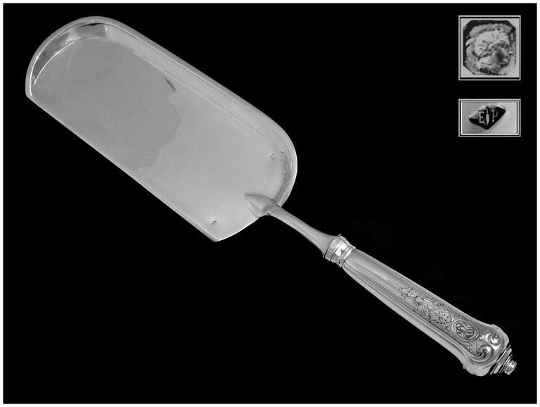 PUIFORCAT Rare French All Sterling Silver Crumb Scoop 12