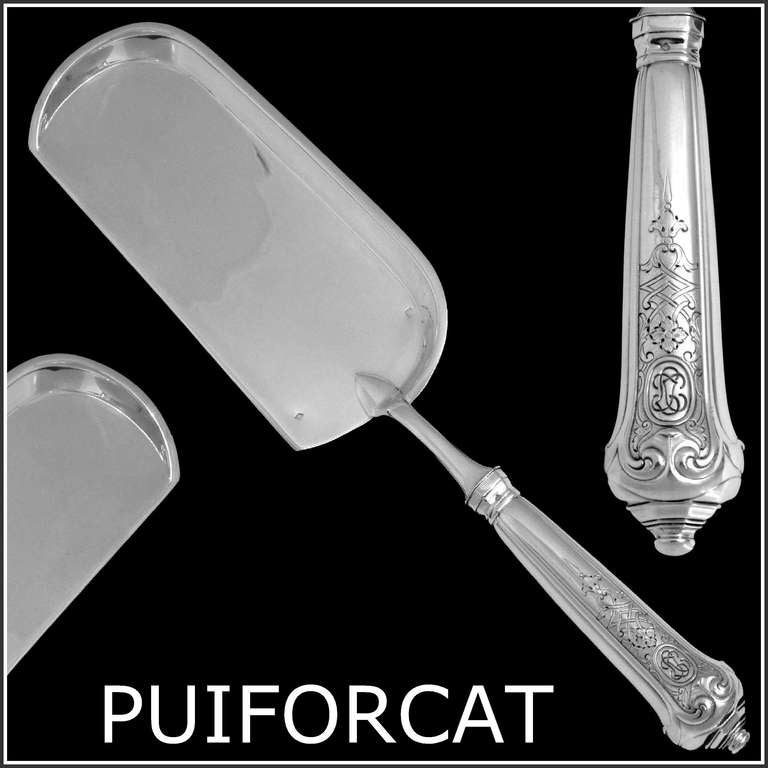 PUIFORCAT Rare French All Sterling Silver Crumb Scoop 12