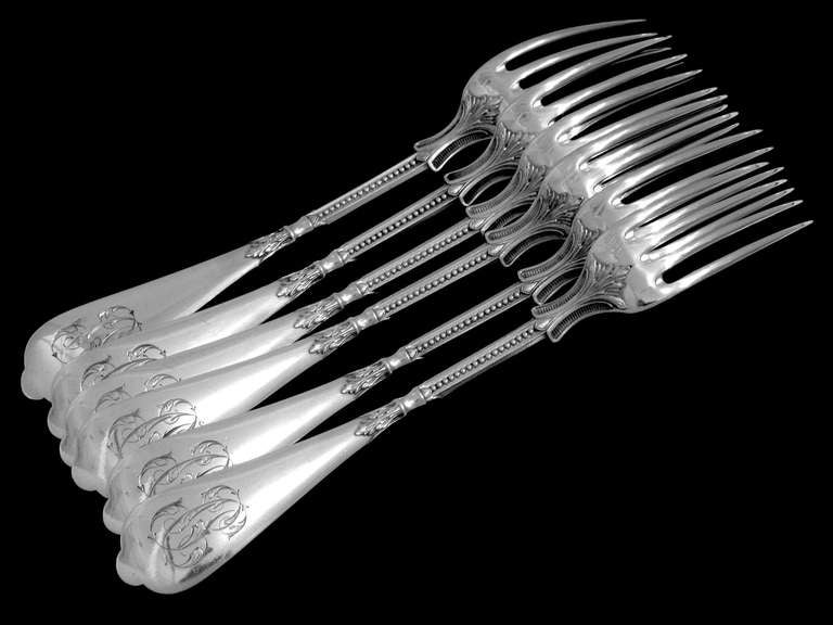 Women's or Men's LINZELER French Sterling Silver Flatware Set 48 pc w/chests Neo Classical For Sale