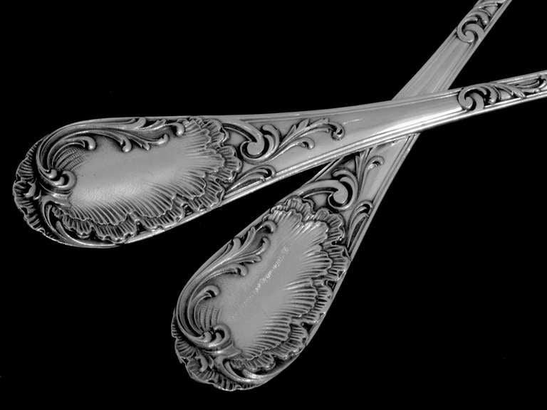 Women's or Men's PUIFORCAT Top French All Sterling Silver Ice Cream Set 2 pc Rococo For Sale