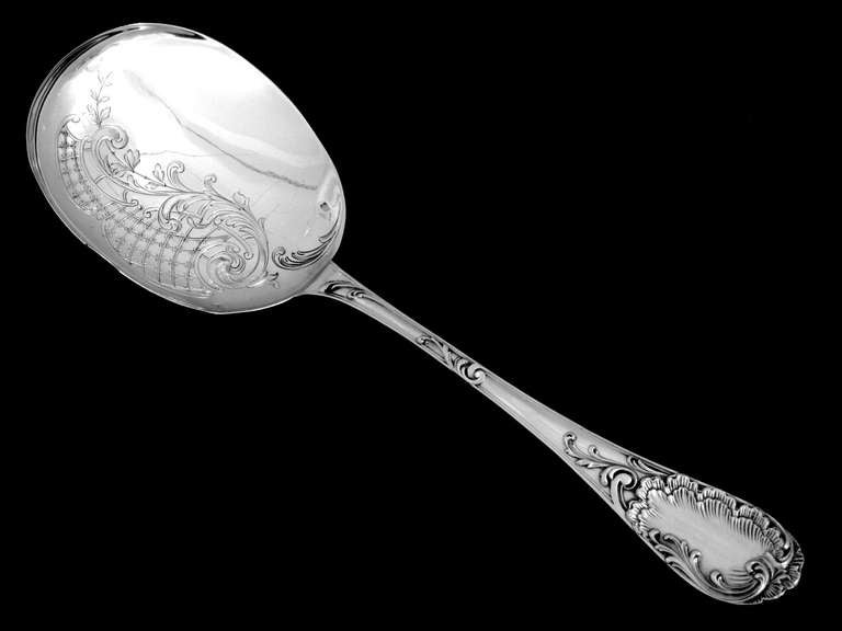 PUIFORCAT Top French All Sterling Silver Ice Cream Set 2 pc Rococo For Sale 5