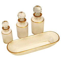 St. Louis Antique French Gold Enamel Crystal Dresser / Vanity Perfume Set 4 pc