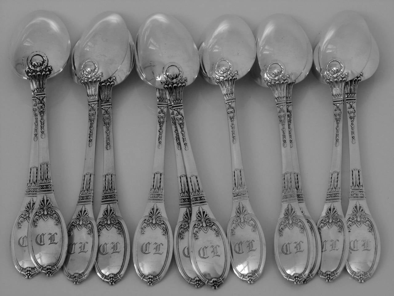 Women's or Men's Lapparra French Sterling Silver Tea/Coffee Spoons Set 12 pc w/box Empire