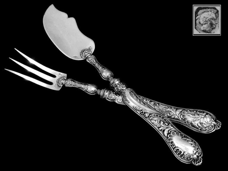 BONNESCOEUR French All Sterling Silver Hors D'oeuvre Set 4 pc Rococo 1
