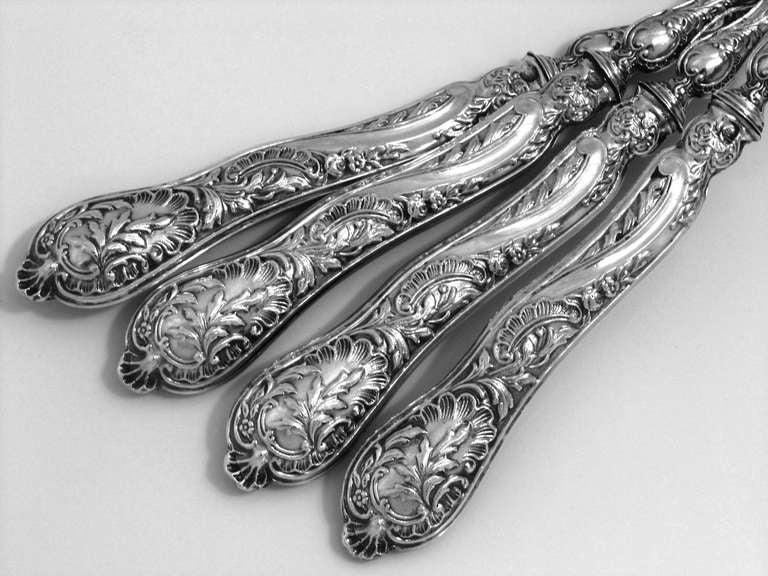 BONNESCOEUR French All Sterling Silver Hors D'oeuvre Set 4 pc Rococo 2