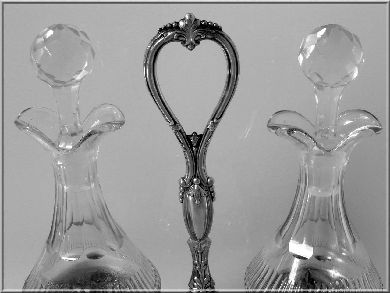Gorgeous French Sterling Silver Oil and Vinegar Cruet Set Louis XVI For Sale 2