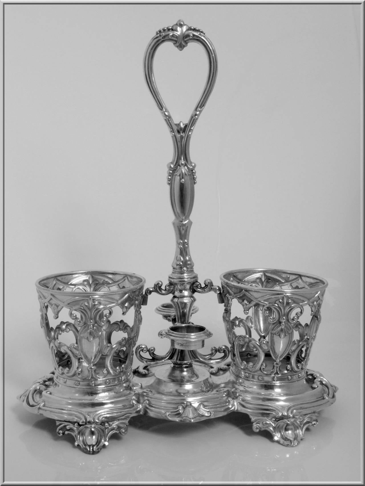 Neoclassical Gorgeous French Sterling Silver Oil and Vinegar Cruet Set Louis XVI For Sale