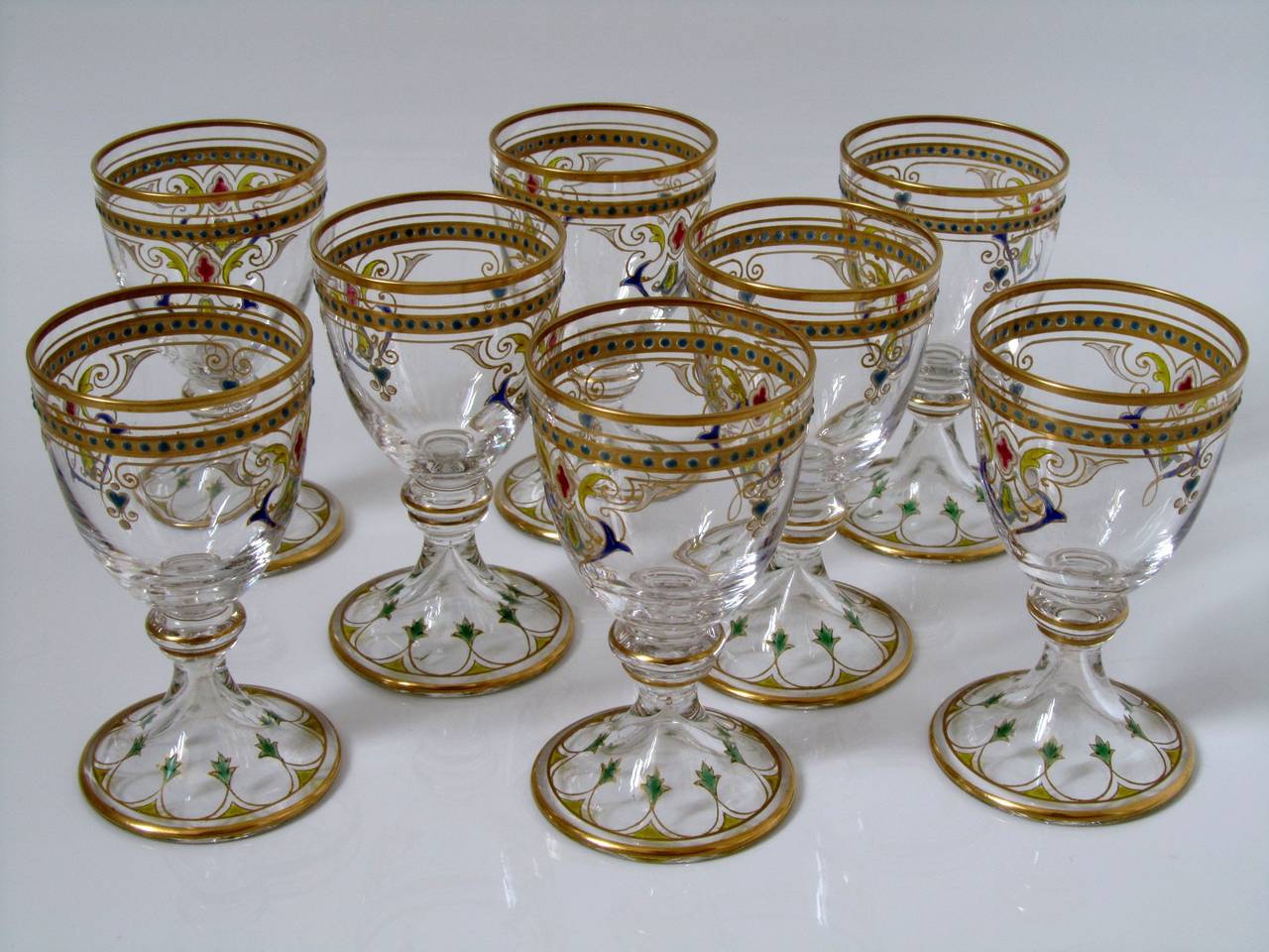 1870s Exceptional French Baccarat Enameled Crystal Liquor Service 3