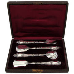 Ravinet French All Sterling Silver Dessert Hors d'Oeuvre Set 4 pc w/box Rococo