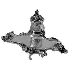 Canaux Rare French All Sterling Silver Inkwell Exaggerated Rococo Pattern