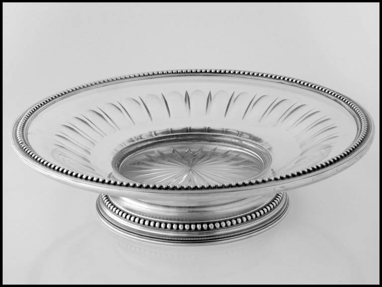 Women's or Men's Baccarat Superb Crystal French Sterling Silver Compote / Serving Dish / Tray