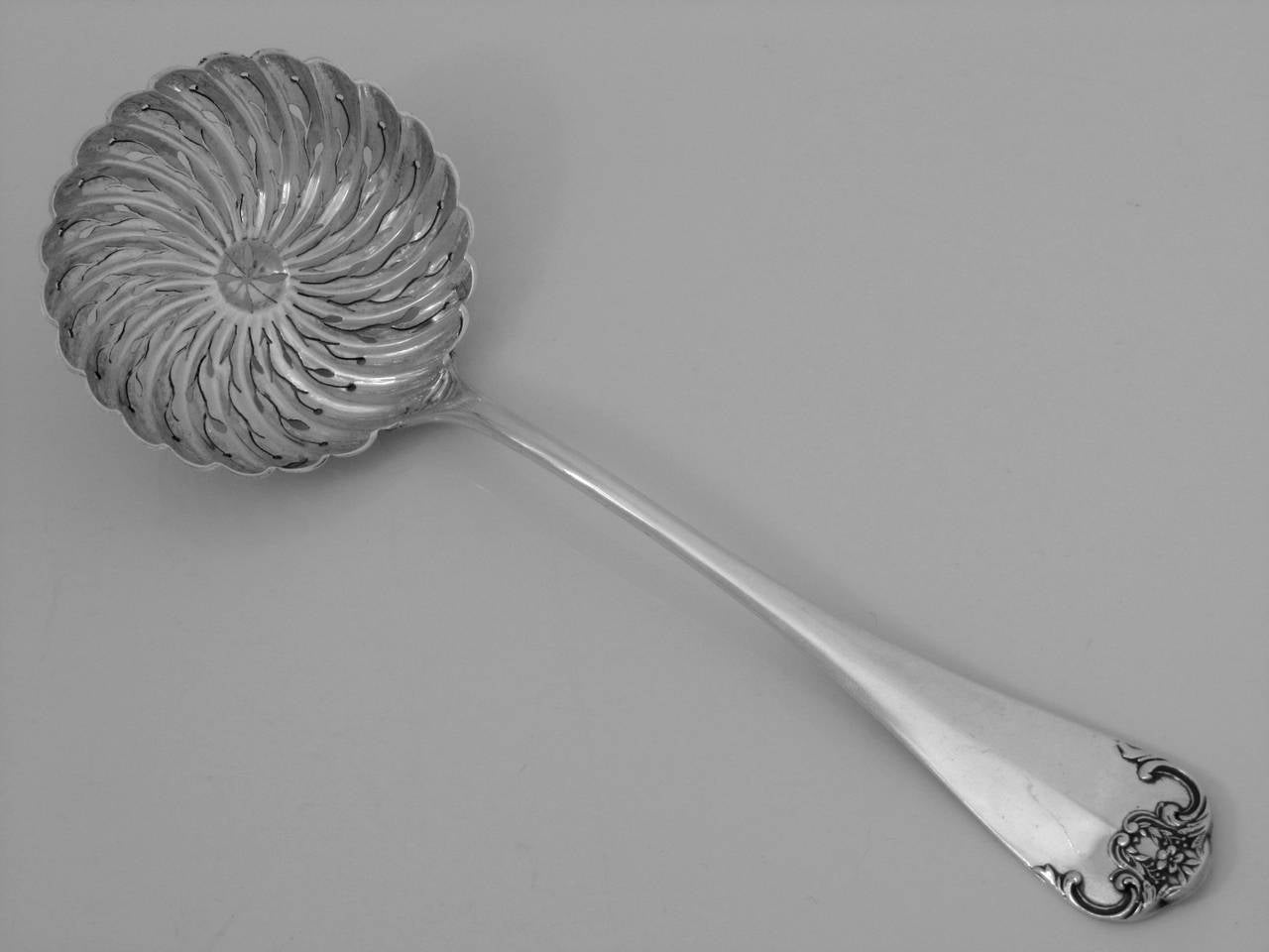 BOULENGER Fabulous French All Sterling Silver Sugar Sifter Spoon Rococo For Sale 2