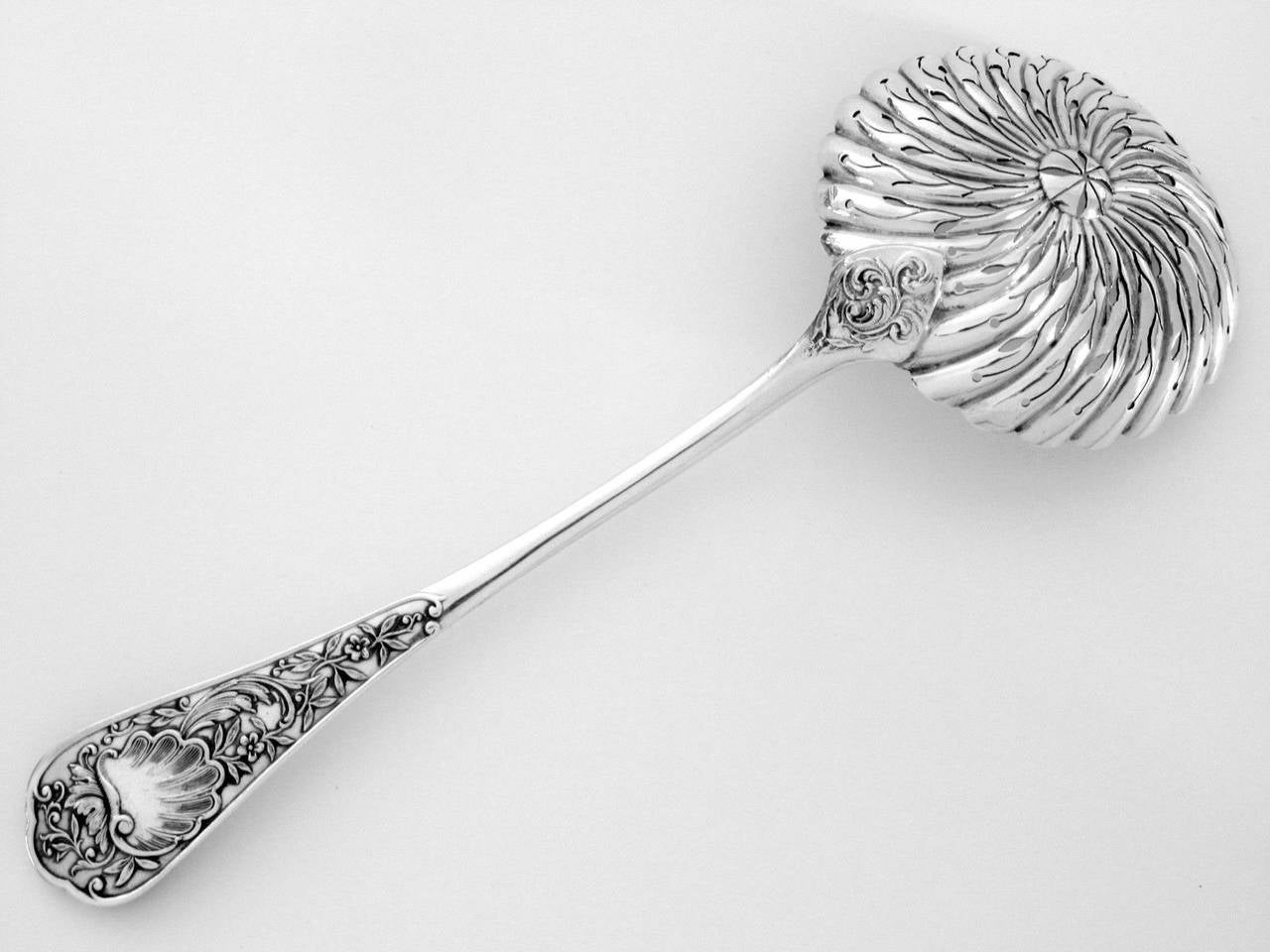 BOULENGER Fabulous French All Sterling Silver Sugar Sifter Spoon Rococo For Sale 1