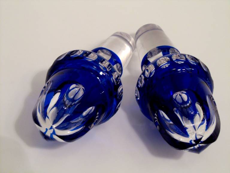 Massat Sterling Silver Oil and Vinegar Cruet Set Baccarat Cobalt Blue Louis XVI 5