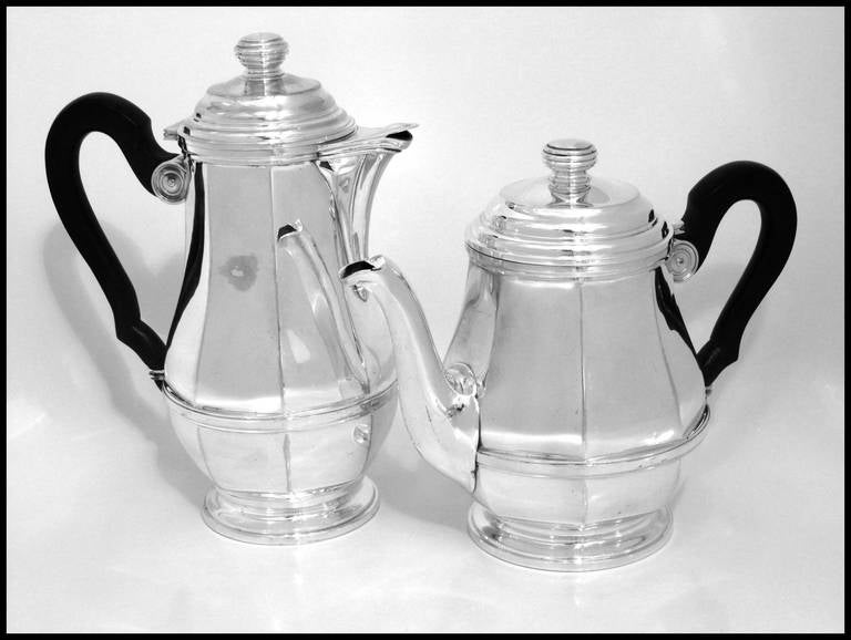 Tetard Fabulous French All Sterling Silver Tea and Coffee Service 4 Pieces In Good Condition In Triaize, Pays de Loire