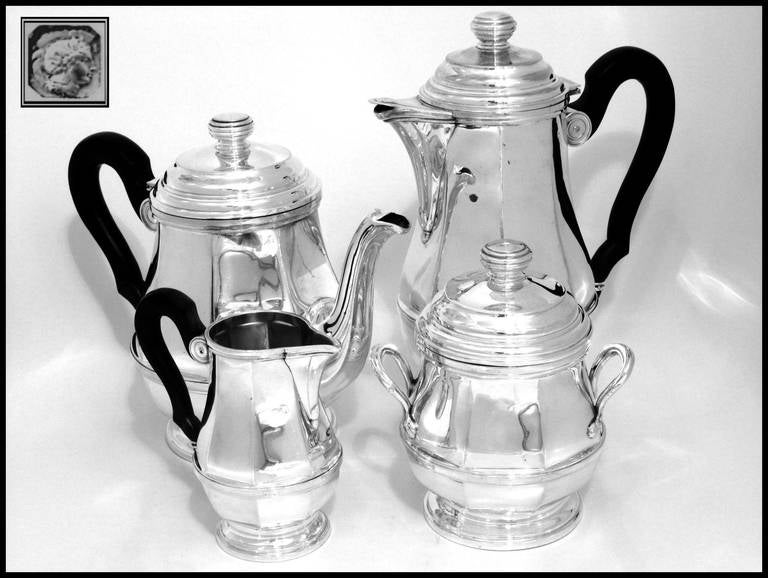 Tetard Fabulous French All Sterling Silver Tea and Coffee Service 4 Pieces 1