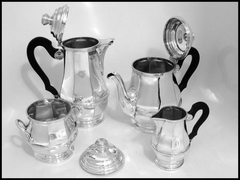 Tetard Fabulous French All Sterling Silver Tea and Coffee Service 4 Pieces 5