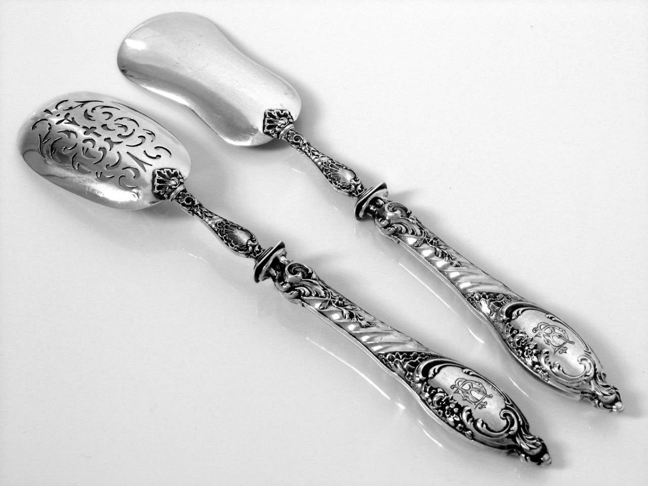 Puiforcat French All Sterling Silver Dessert Hors d'Oeuvre Set 4 pc Rococo For Sale 1
