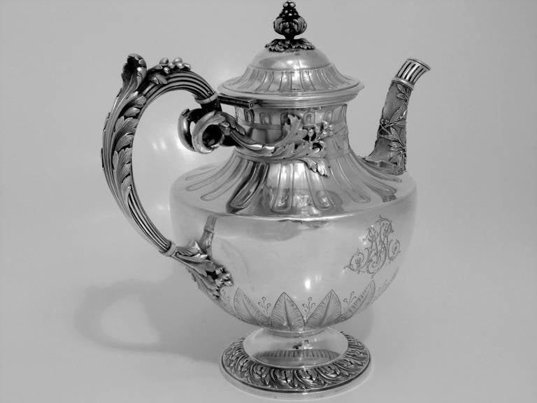 Fabulous French Sterling Silver Tea or Coffee Pot Louis XVI Pattern 2