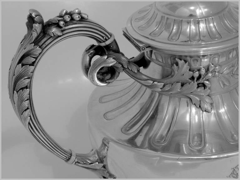 Fabulous French Sterling Silver Tea or Coffee Pot Louis XVI Pattern 3