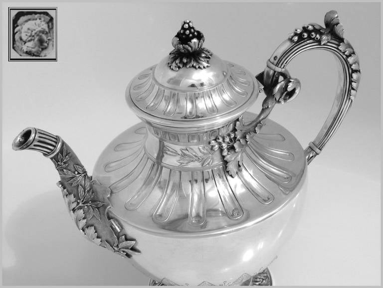 Fabulous French Sterling Silver Tea or Coffee Pot Louis XVI Pattern 5