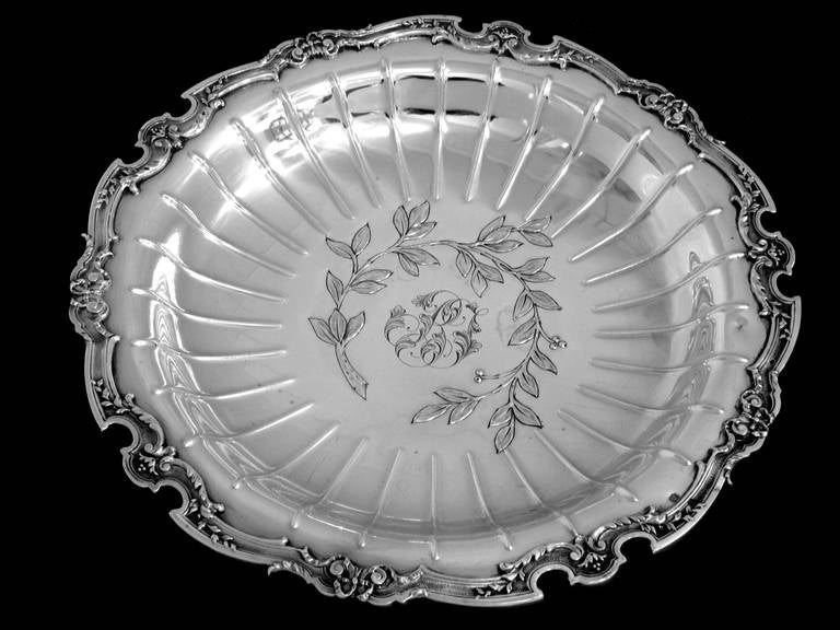 Art Nouveau Fabulous French All Sterling Silver Compote/Serving Dish/Tray Louis XVI pattern